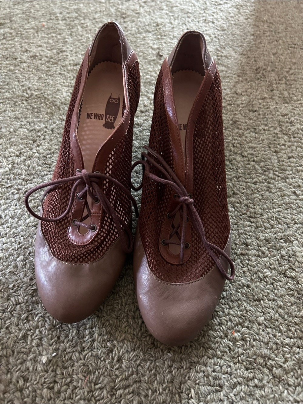 Brown Lace-Up Women’s Ankle Booties